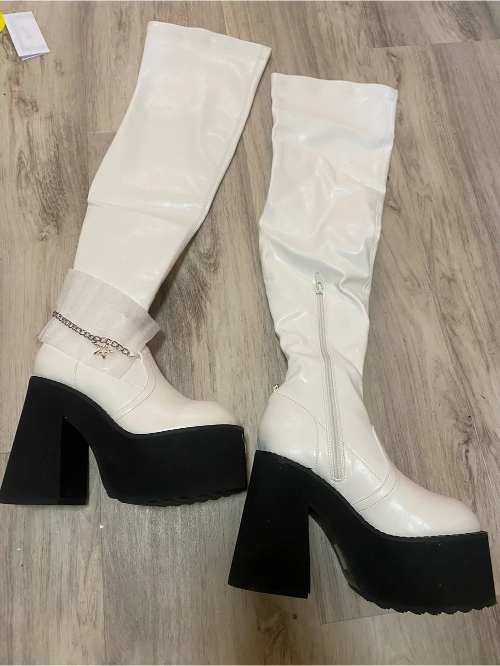 Dolls Kill x Bratz Angel Miss Socialite Thigh High White Charm Boots - BRAND NEW